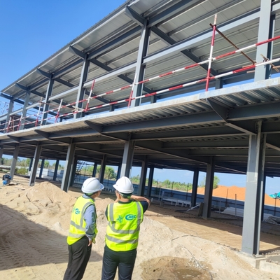 Prefab Steel Warehouse met kantoor gegalvaniseerd vloerdek