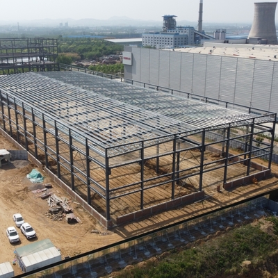 Prefab H-sectie stalen magazijn met bovenloopkraan en thermische isolatie