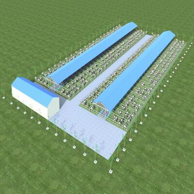 Ontwerpvoorziening Moderne staalconstructie Melkveehouderij Schuur Metalen vee schuur Met ventilatiesysteem