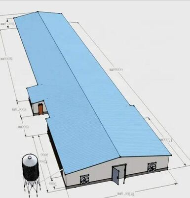 Grootte 120m bij 20m Geïsoleerd ontwerp Prefabriceerde staalstructuur Kippenhuis